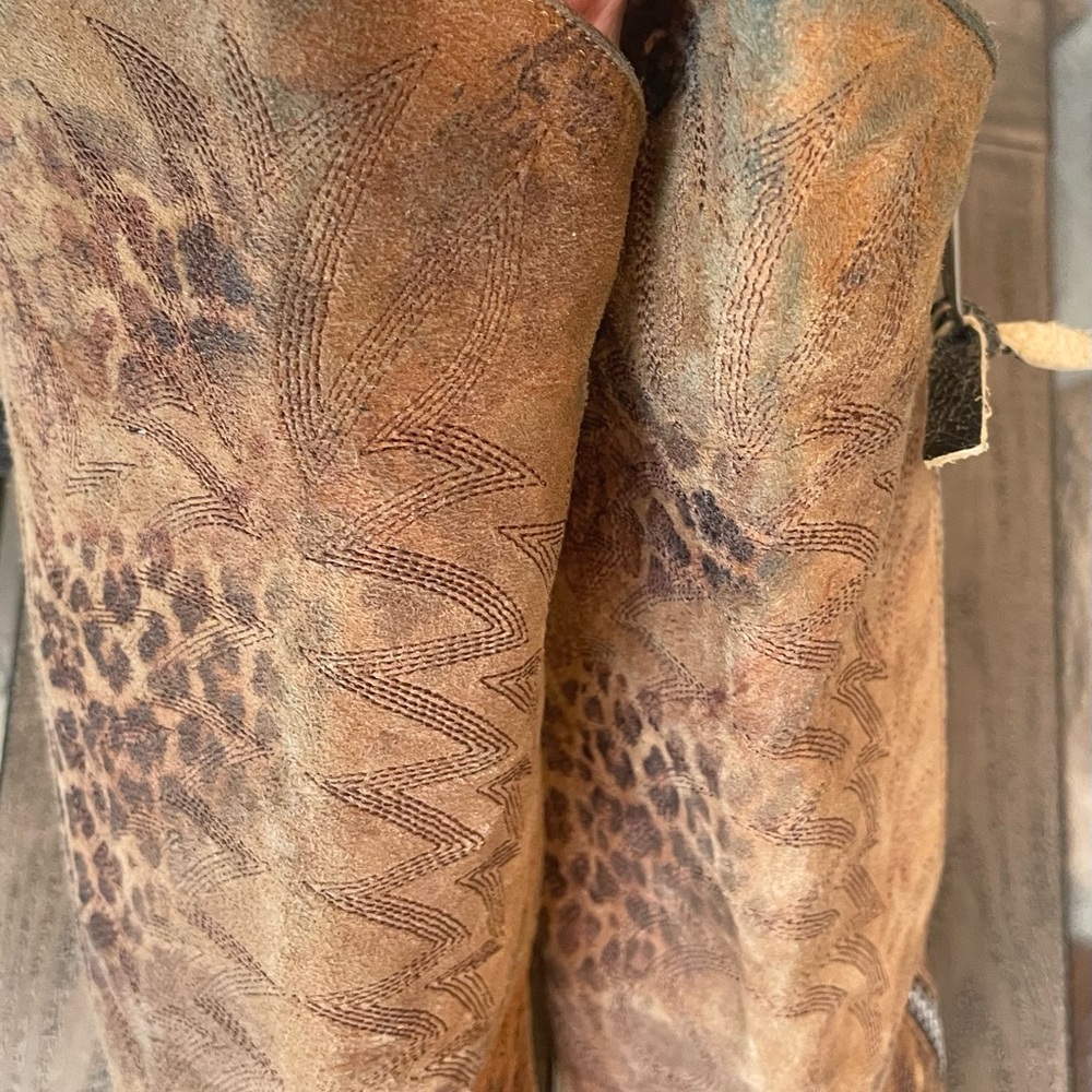 OLD GRINGO*Razz*LEOPARD Print SUEDE Leather ZIP COWGIRL Boots! 8.5 - Picture 5 of 13